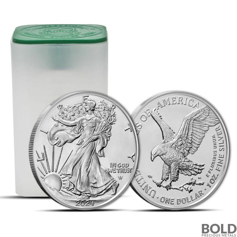 2024 1 oz American Silver Eagle Tube (20 Coins, BU)